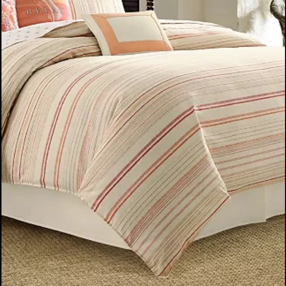 Tommy Bahama Home Duvet Cover La Scala Breezer Papaya 92” L x 107” W Cotton New
